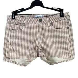 Paige Houndstooth Denim Jean Shorts Blush Pink White Size 25